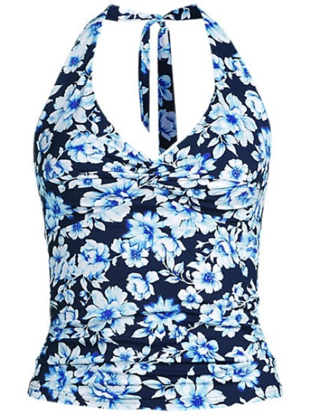 Land’s End Blue Floral Halter Swimsuit Top NWT
